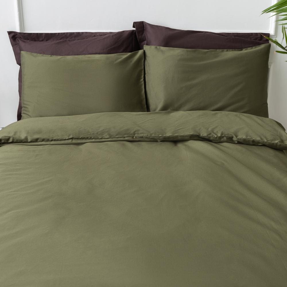 Premium satin bettwäsche set "Moss green". Bettwäsche aus Satin, 140x200 cm