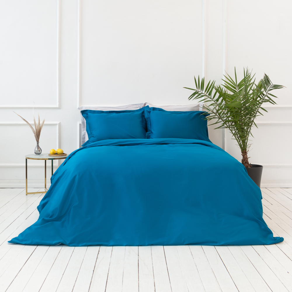 Premium satin bettwäsche set "Turquoise“. Bettwäsche aus Satin, 200x200 cm