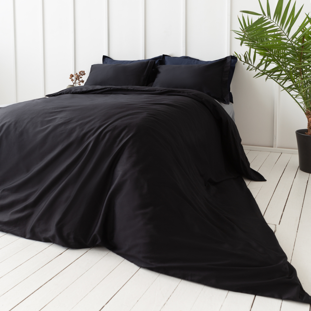 Premium satin bettwäsche set "Midnight". Bettwäsche aus Satin, 135/140x200 cm, 200x200 cm, 200x220 cm