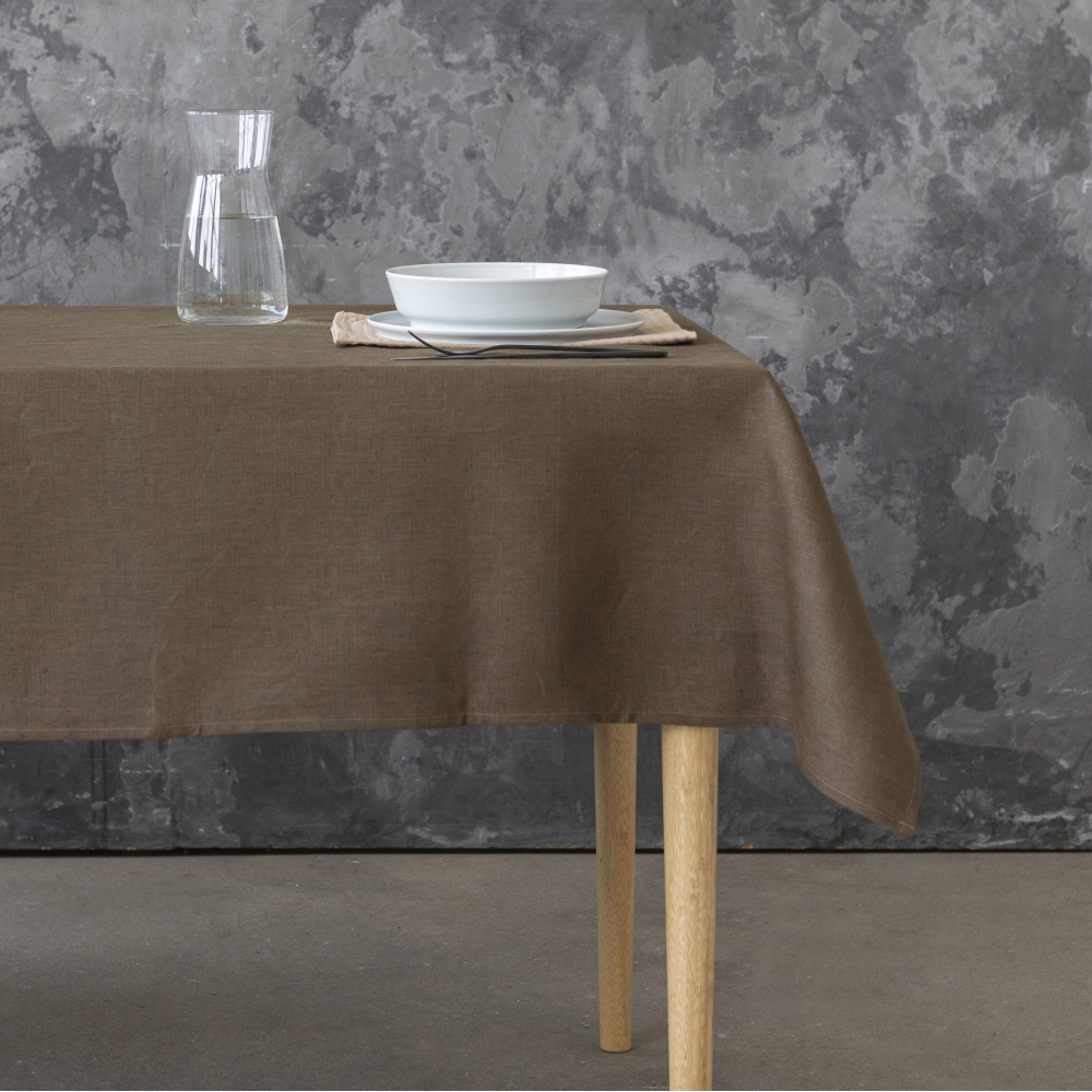 Leinen Tischdecke „Linen brown“. Tischdecke aus Leinen, 140x140 cm, 140x300 cm