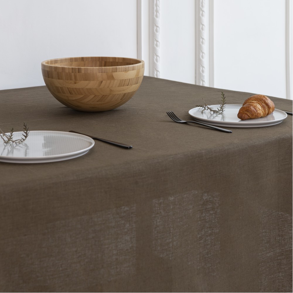 Leinen Tischdecke „Linen brown“. Tischdecke aus Leinen, 140x140 cm, 140x300 cm