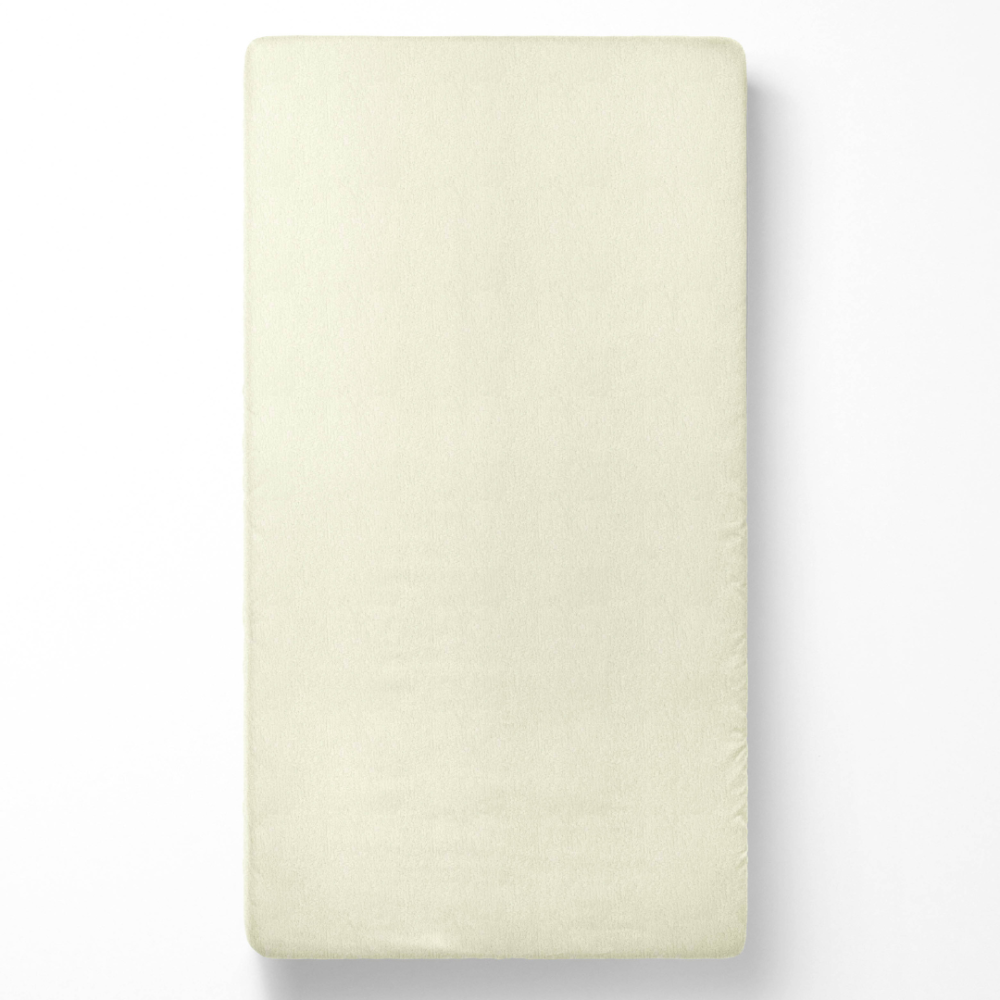 Frottee Spannbettlaken „Cream Terry sheet“. Spannbettlaken, 90x200 cm, 155/160x200 cm, 180x200 cm. Kremfarbenes frottee-spannbettlaken, das eine glatte und absorbierende oberfläche für einen erholsamen schlaf bietet.