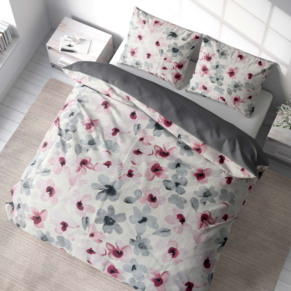 Premium satin bettwäsche set "Floral". Bettwäsche aus Satin, 140x200 cm, 150x200 cm, 160x200 cm, 180x200 cm, 200x200 cm, 200x220 cm