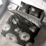 Satin bettwäsche set "Poppiescape". Bettwäsche aus Satin, 135/140x200 cm, 200x200 cm, 200x220 cm