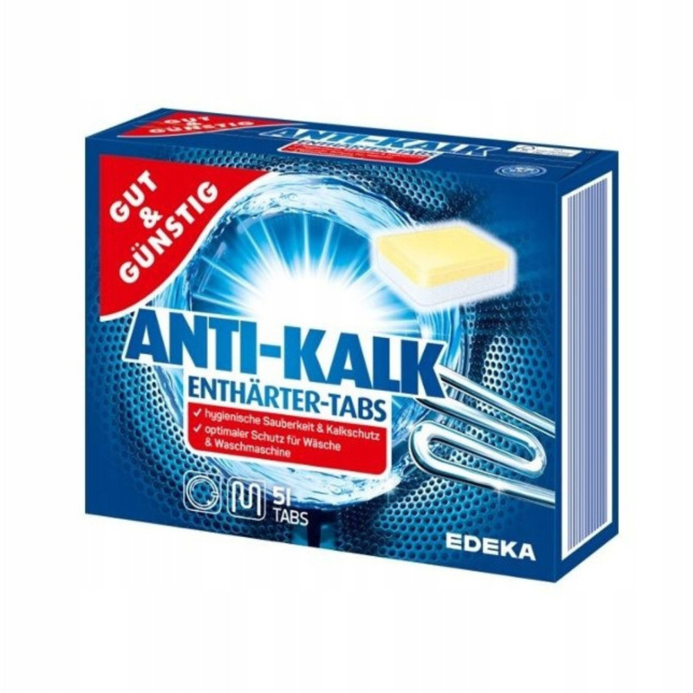 Waschmaschinenreiniger "Anti kalk Edeka". Reinigungsmittel. Effektive anti-kalk-waschmaschinen-tabletten, die kalkablagerungen verhindern und dafür sorgen, dass ihre maschine reibungslos läuft